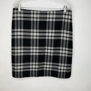 Talbots Black White Check Plaid Wool Skirt Sz 10